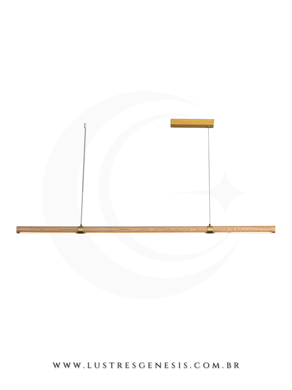 Lumin&aacute;ria Pendente Linear Madeira 120cm Retangular para Sala de Jantar e &Aacute;rea Gourmet 